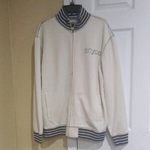 Enyce Cream Zip-Up Jacket with Blue Accents